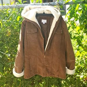 corduroy jacket,  fur lined coat. Fur lined jacket